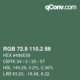 Color code: RGB 72.9 110.2 88 | qconv.com