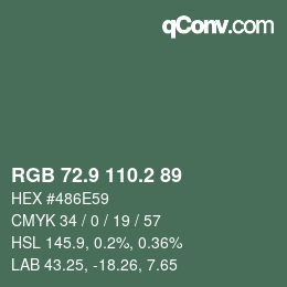 Color code: RGB 72.9 110.2 89 | qconv.com
