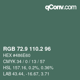 Color code: RGB 72.9 110.2 96 | qconv.com