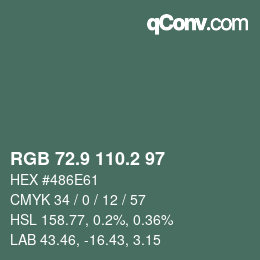 Color code: RGB 72.9 110.2 97 | qconv.com