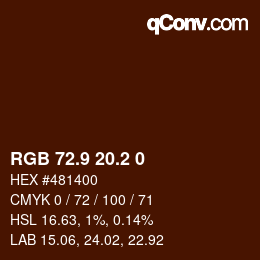 Color code: RGB 72.9 20.2 0 | qconv.com