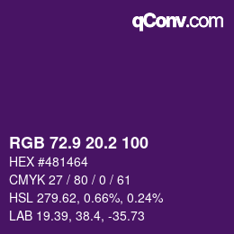 カラーコード: RGB 72.9 20.2 100 | qconv.com