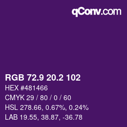 カラーコード: RGB 72.9 20.2 102 | qconv.com