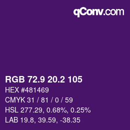 カラーコード: RGB 72.9 20.2 105 | qconv.com