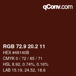カラーコード: RGB 72.9 20.2 11 | qconv.com