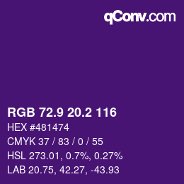 カラーコード: RGB 72.9 20.2 116 | qconv.com