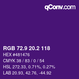 カラーコード: RGB 72.9 20.2 118 | qconv.com