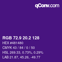 カラーコード: RGB 72.9 20.2 128 | qconv.com