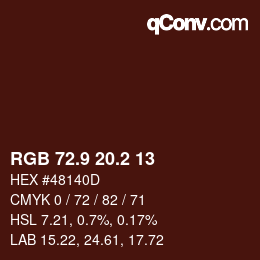 カラーコード: RGB 72.9 20.2 13 | qconv.com