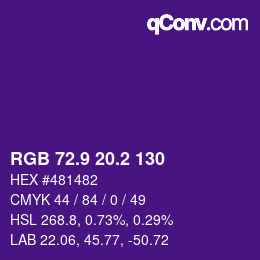 カラーコード: RGB 72.9 20.2 130 | qconv.com