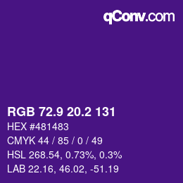 カラーコード: RGB 72.9 20.2 131 | qconv.com