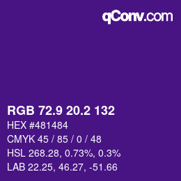 カラーコード: RGB 72.9 20.2 132 | qconv.com