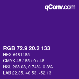 カラーコード: RGB 72.9 20.2 133 | qconv.com