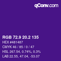 カラーコード: RGB 72.9 20.2 135 | qconv.com