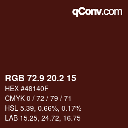カラーコード: RGB 72.9 20.2 15 | qconv.com