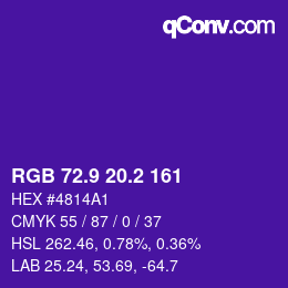 カラーコード: RGB 72.9 20.2 161 | qconv.com