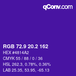 カラーコード: RGB 72.9 20.2 162 | qconv.com