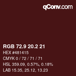 カラーコード: RGB 72.9 20.2 21 | qconv.com