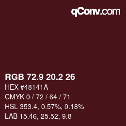 Color code: RGB 72.9 20.2 26 | qconv.com
