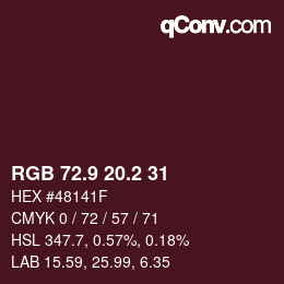 Color code: RGB 72.9 20.2 31 | qconv.com