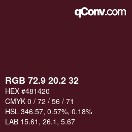 カラーコード: RGB 72.9 20.2 32 | qconv.com