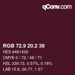 カラーコード: RGB 72.9 20.2 38 | qconv.com