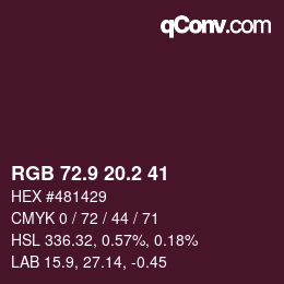 カラーコード: RGB 72.9 20.2 41 | qconv.com