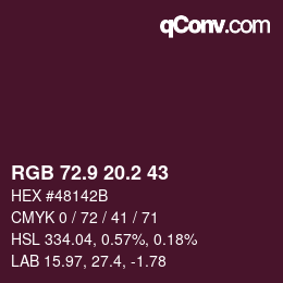 カラーコード: RGB 72.9 20.2 43 | qconv.com