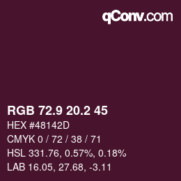 Color code: RGB 72.9 20.2 45 | qconv.com