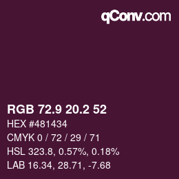 カラーコード: RGB 72.9 20.2 52 | qconv.com