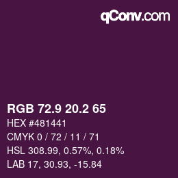 カラーコード: RGB 72.9 20.2 65 | qconv.com