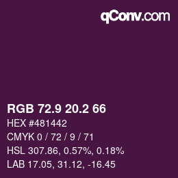 カラーコード: RGB 72.9 20.2 66 | qconv.com