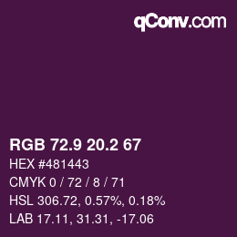 カラーコード: RGB 72.9 20.2 67 | qconv.com