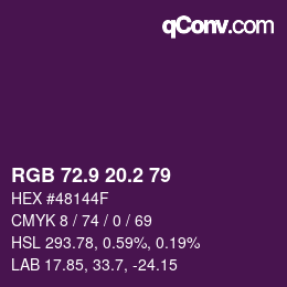 カラーコード: RGB 72.9 20.2 79 | qconv.com