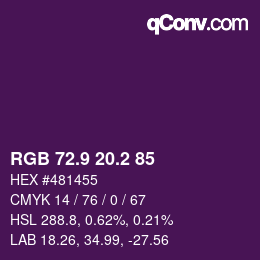 カラーコード: RGB 72.9 20.2 85 | qconv.com