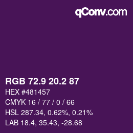カラーコード: RGB 72.9 20.2 87 | qconv.com