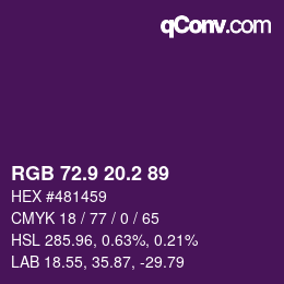 カラーコード: RGB 72.9 20.2 89 | qconv.com