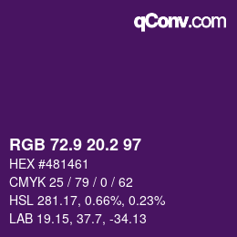 カラーコード: RGB 72.9 20.2 97 | qconv.com