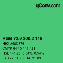 カラーコード: RGB 72.9 200.2 118 | qconv.com