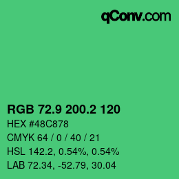 カラーコード: RGB 72.9 200.2 120 | qconv.com