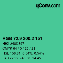 カラーコード: RGB 72.9 200.2 151 | qconv.com