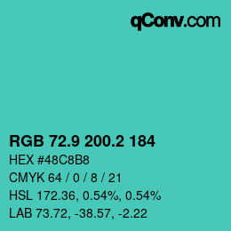 カラーコード: RGB 72.9 200.2 184 | qconv.com