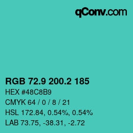 カラーコード: RGB 72.9 200.2 185 | qconv.com
