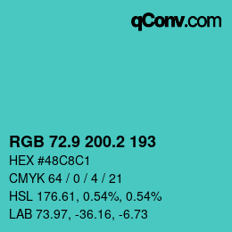 Color code: RGB 72.9 200.2 193 | qconv.com