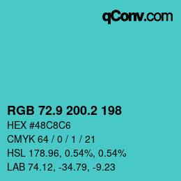 Color code: RGB 72.9 200.2 198 | qconv.com