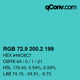 カラーコード: RGB 72.9 200.2 199 | qconv.com