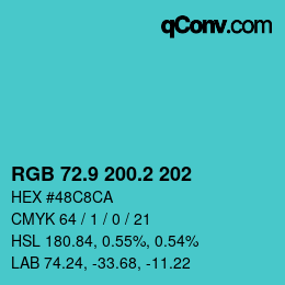 カラーコード: RGB 72.9 200.2 202 | qconv.com