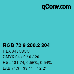 カラーコード: RGB 72.9 200.2 204 | qconv.com