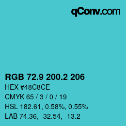 カラーコード: RGB 72.9 200.2 206 | qconv.com
