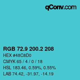 Farbcode: RGB 72.9 200.2 208 | qconv.com
